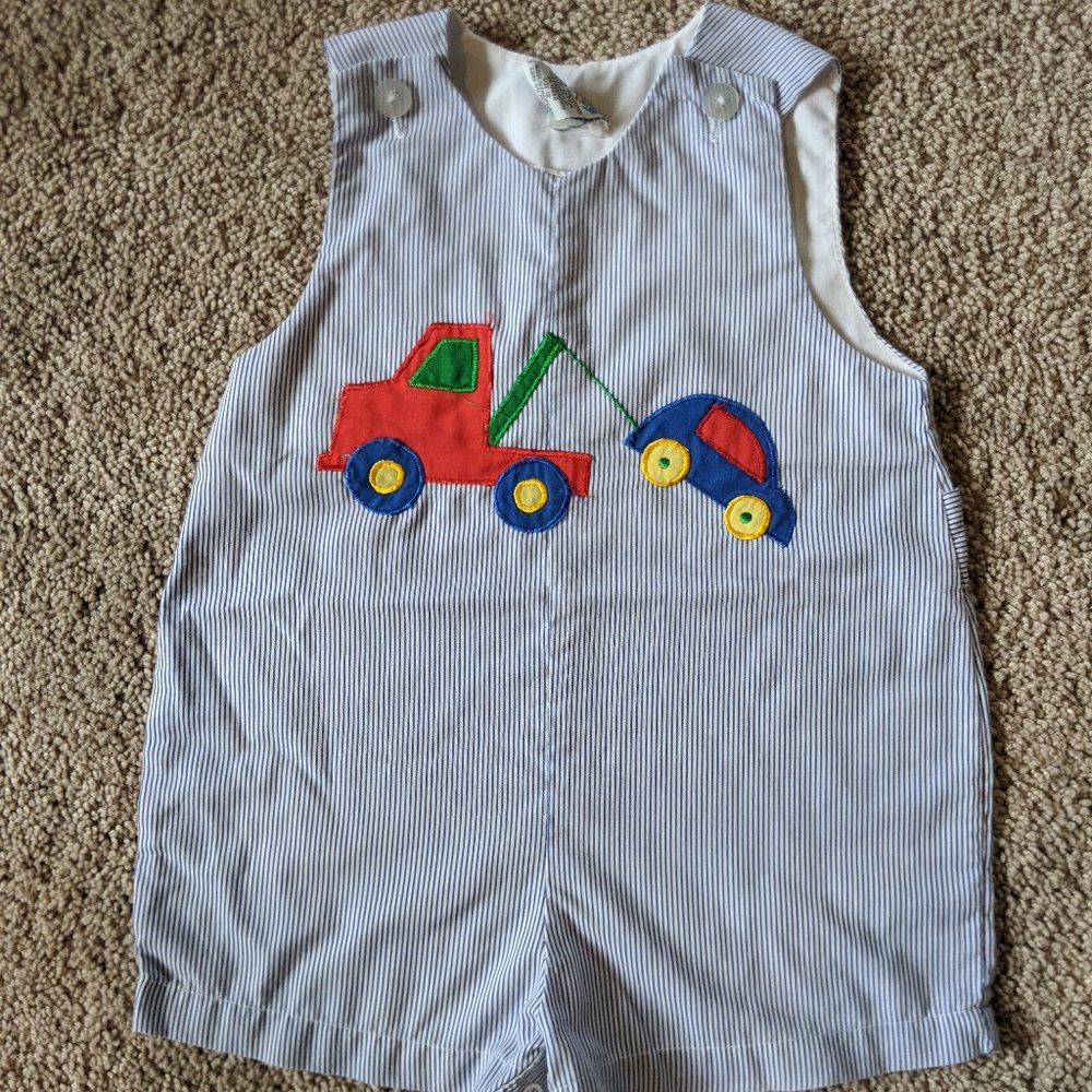 CUTE, "Tow Truck" Shortalls - 12 Month